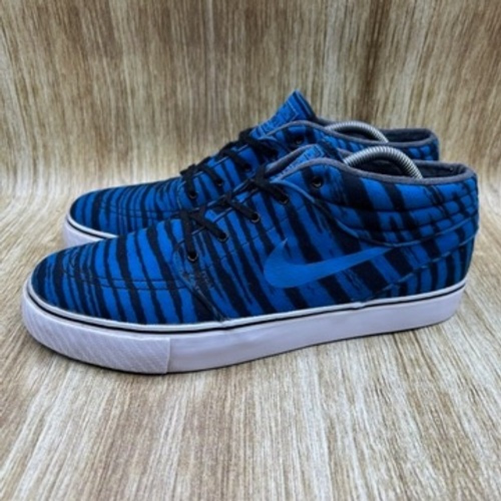 Nike SB Zoom Stefan Janoski Mid Premium Men's Size‎ 11 Shoes Blue Zebra Sneakers - Picture 3 of 10